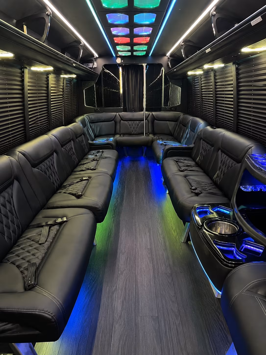 hoover 20 passenger party bus interior
