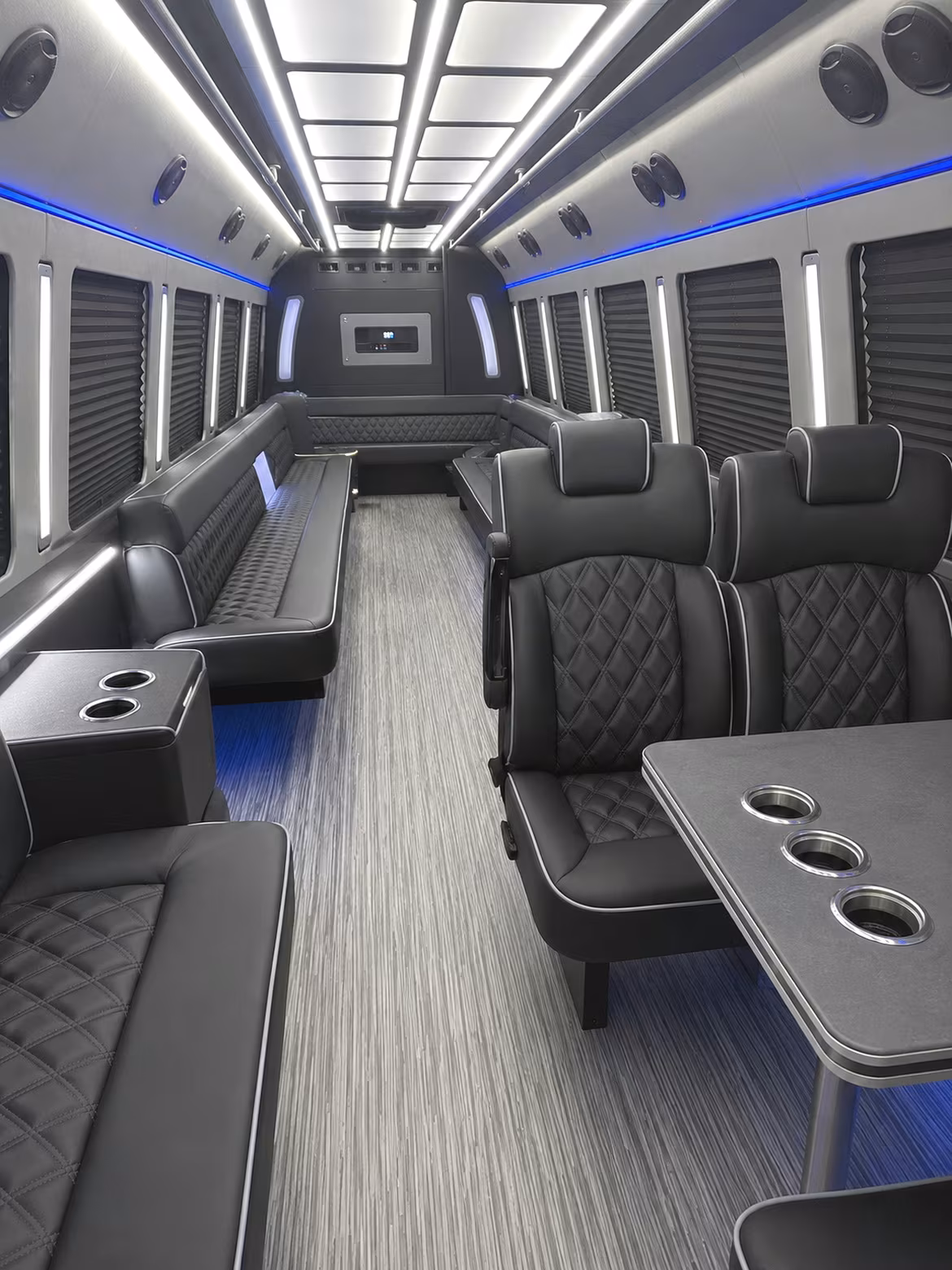 hoover 25 passenger party bus inside