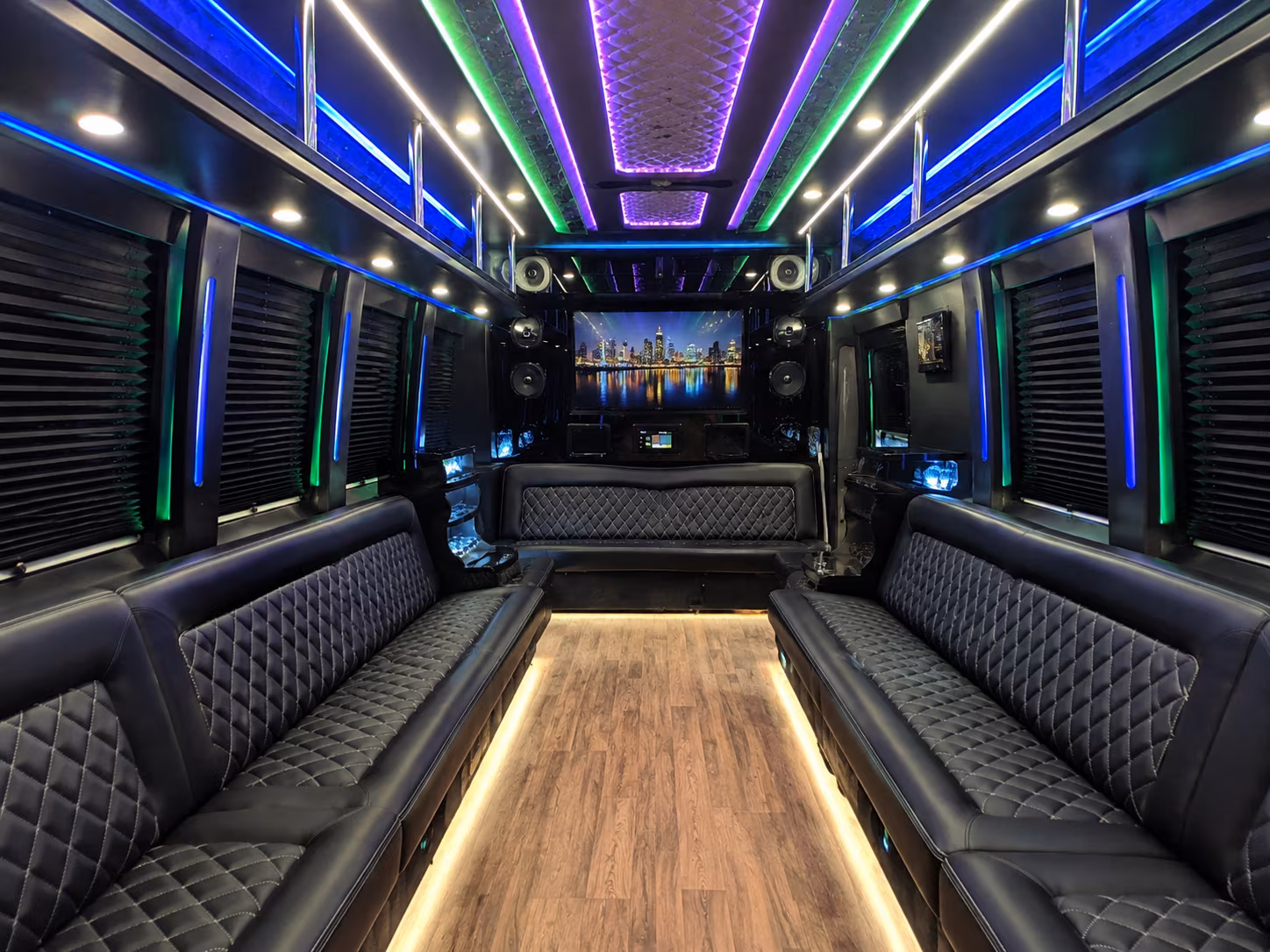 hoover 25 passenger party bus interior
