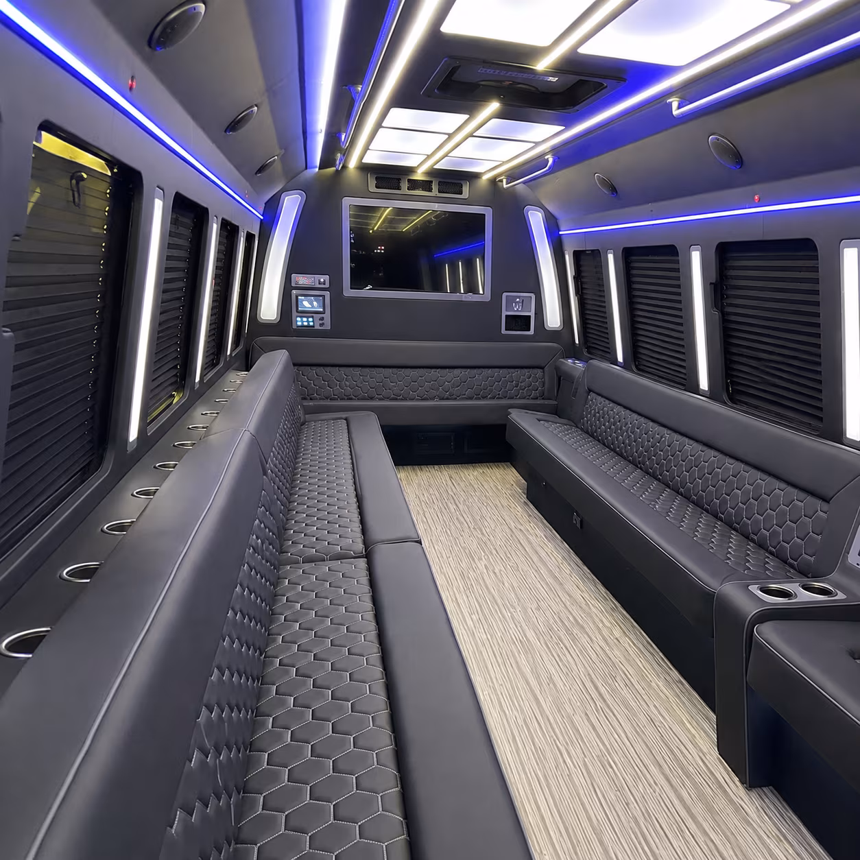 hoover 40 passenger party bus inside
