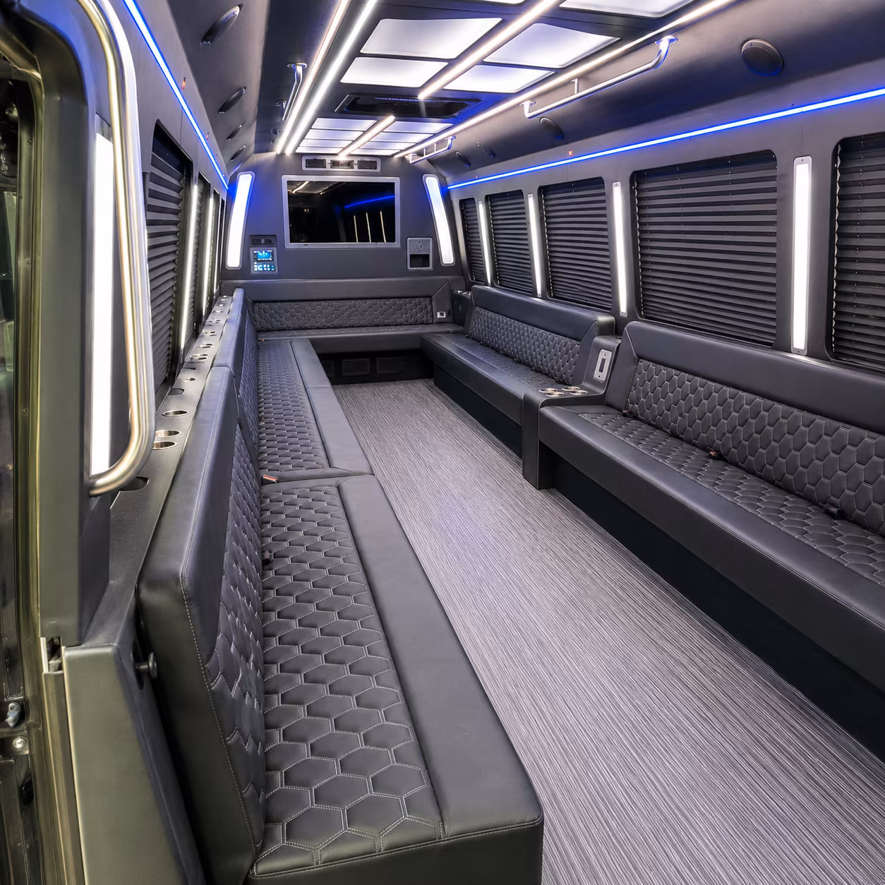 hoover 40 passenger party bus interior