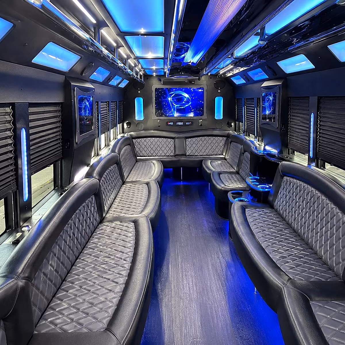 hoover 50 passenger party bus interior
